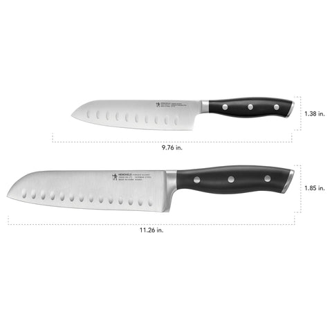 HENCKELS tight macro of 5-inch santoku edge showing fine honing for detailed cutting
