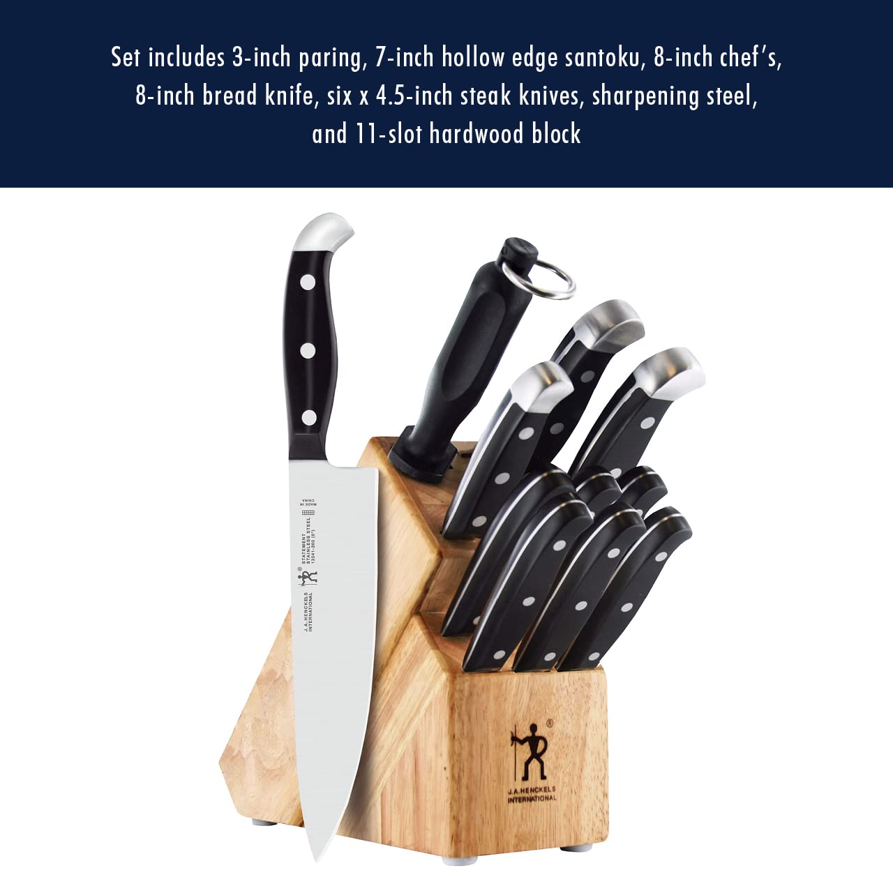 HENCKELS blade edge profile demonstrating thin stamped steel for easier slicing