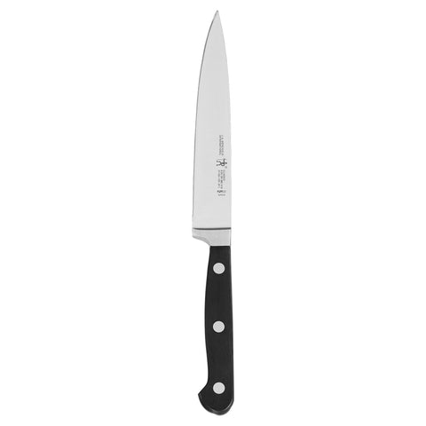 HENCKELS Classic 6-inch utility knife front view showing balanced design and sharp blade benefit precise cutting