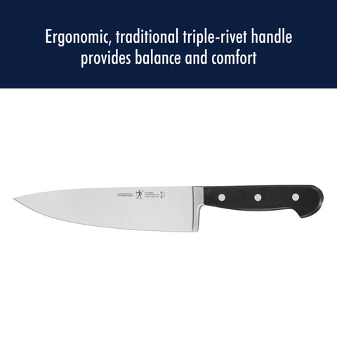 HENCKELS satin-finish blade resisting stains and reflecting quality