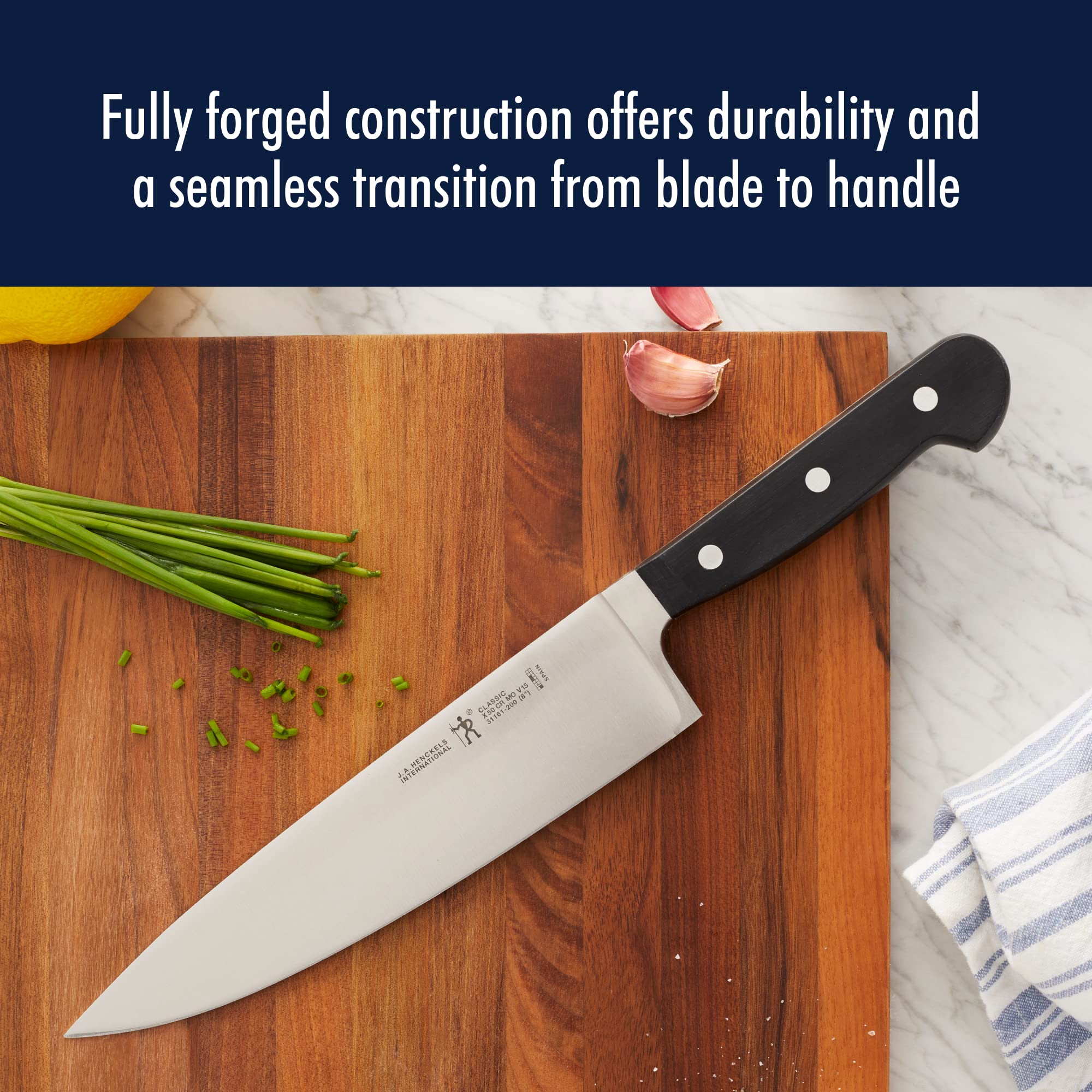 HENCKELS knives in action chopping vegetables for faster meal prep