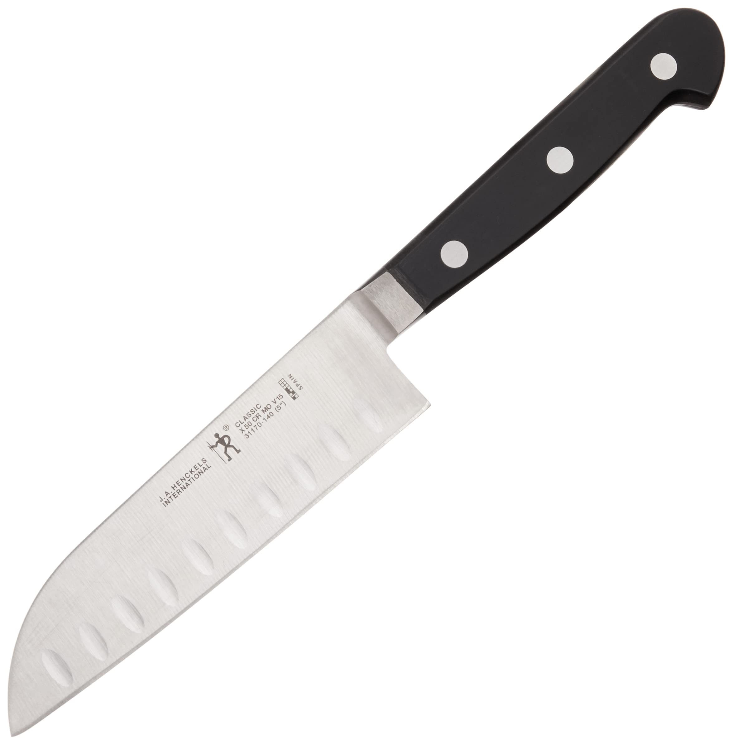 HENCKELS Classic beside a hand for scale demonstrating compact size and comfortable grip