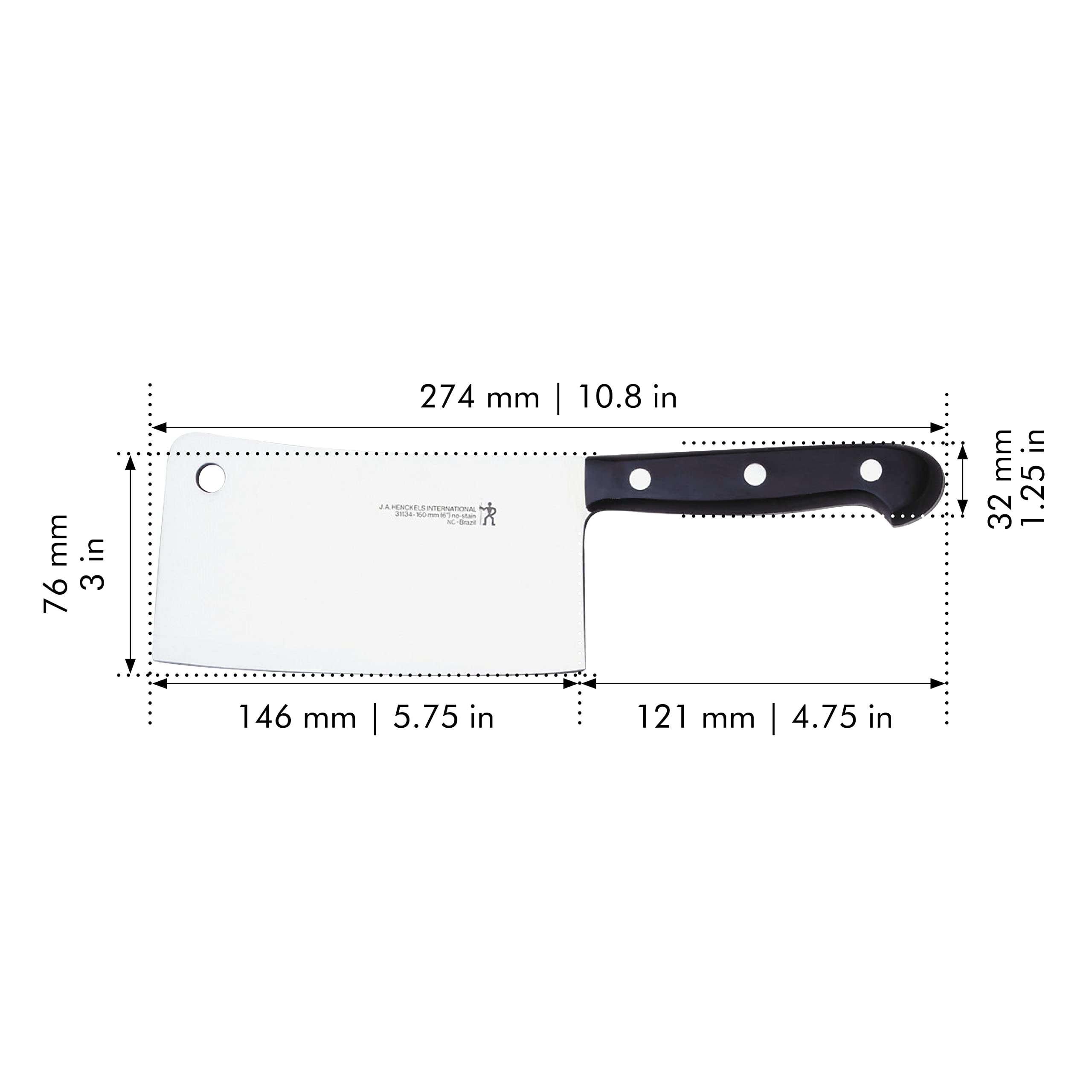 HENCKELS cleaver blade edge detail emphasizing razor-sharp finish for precise slices