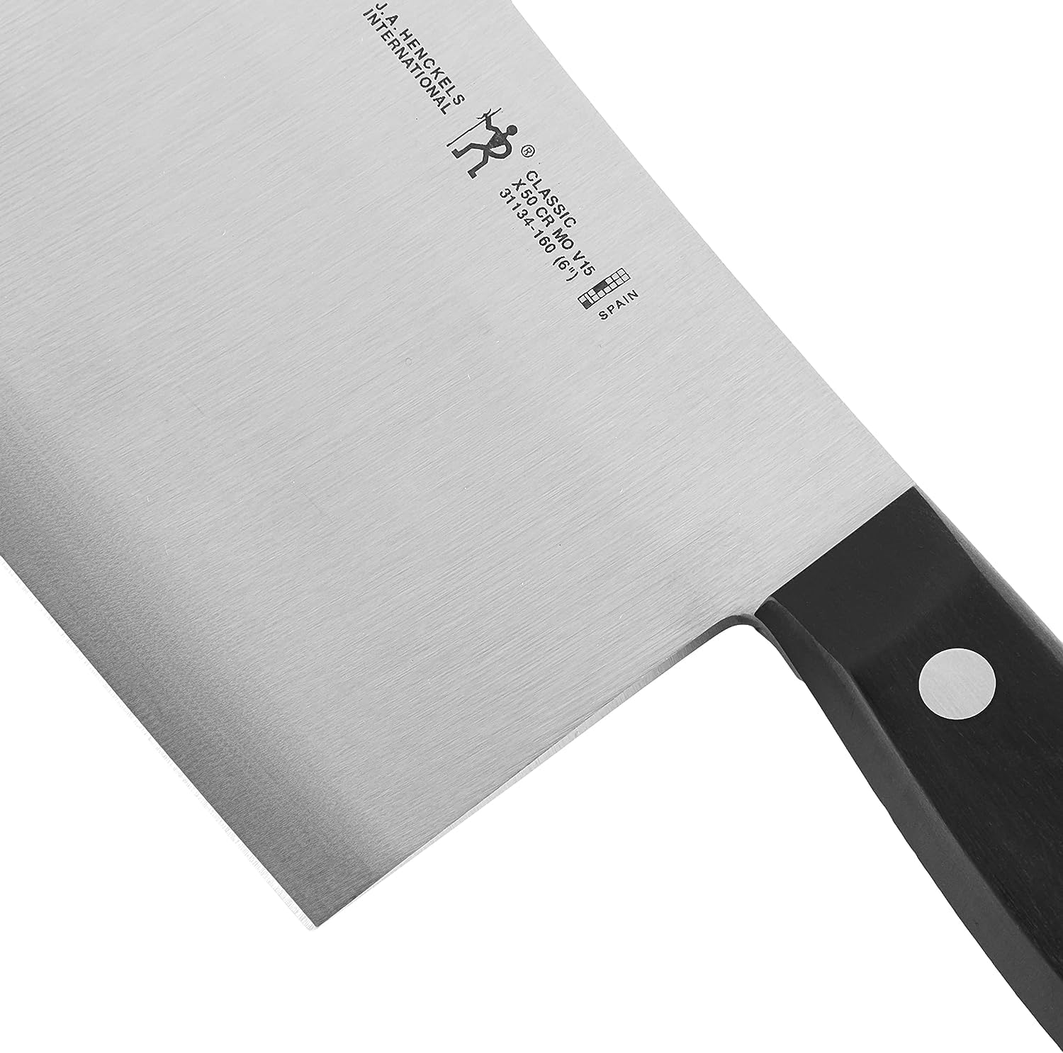 HENCKELS cleaver hanging on a hook for tidy storage and quick access