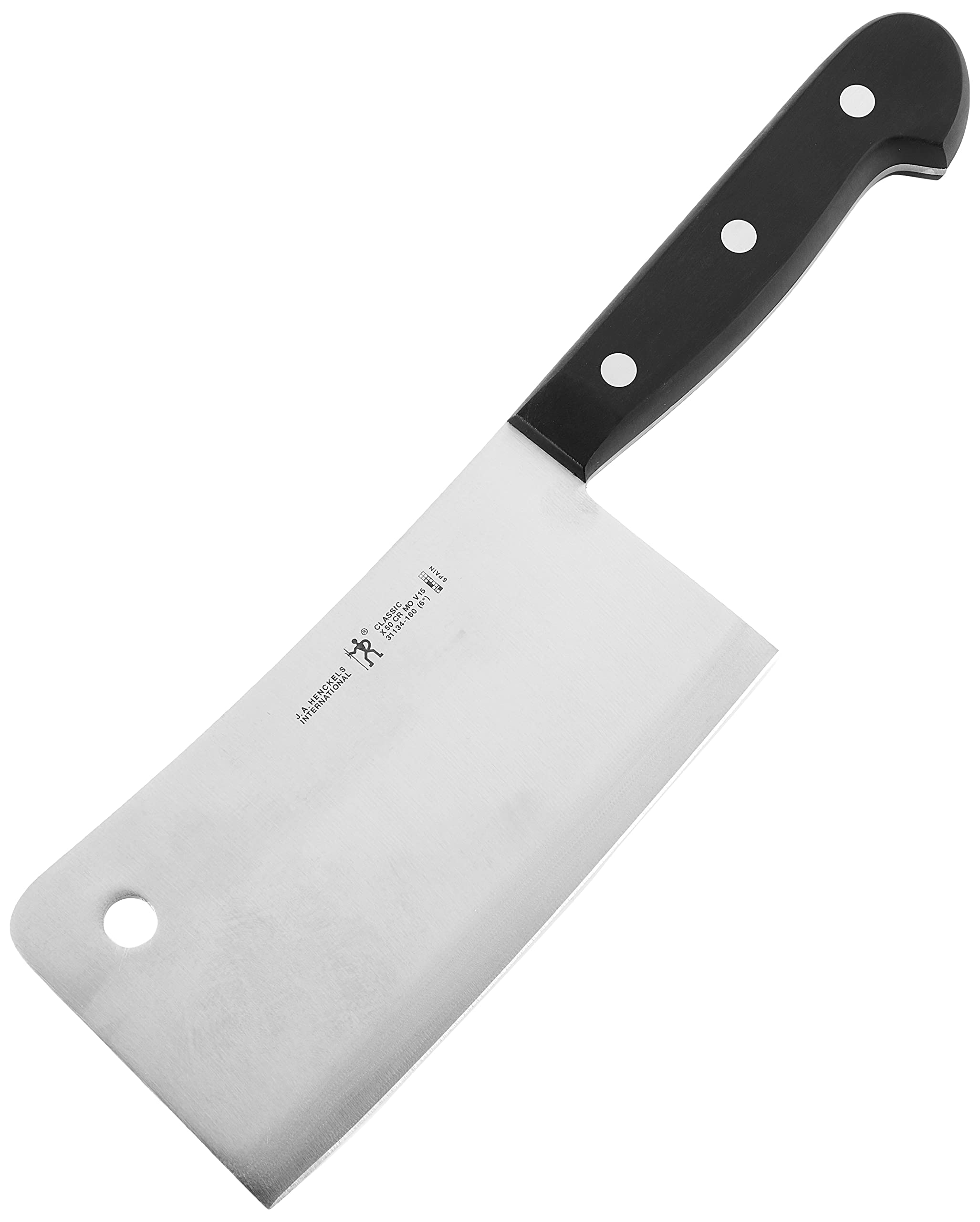 HENCKELS cleaver next to chef's knife showing size and scale for kitchen tasks