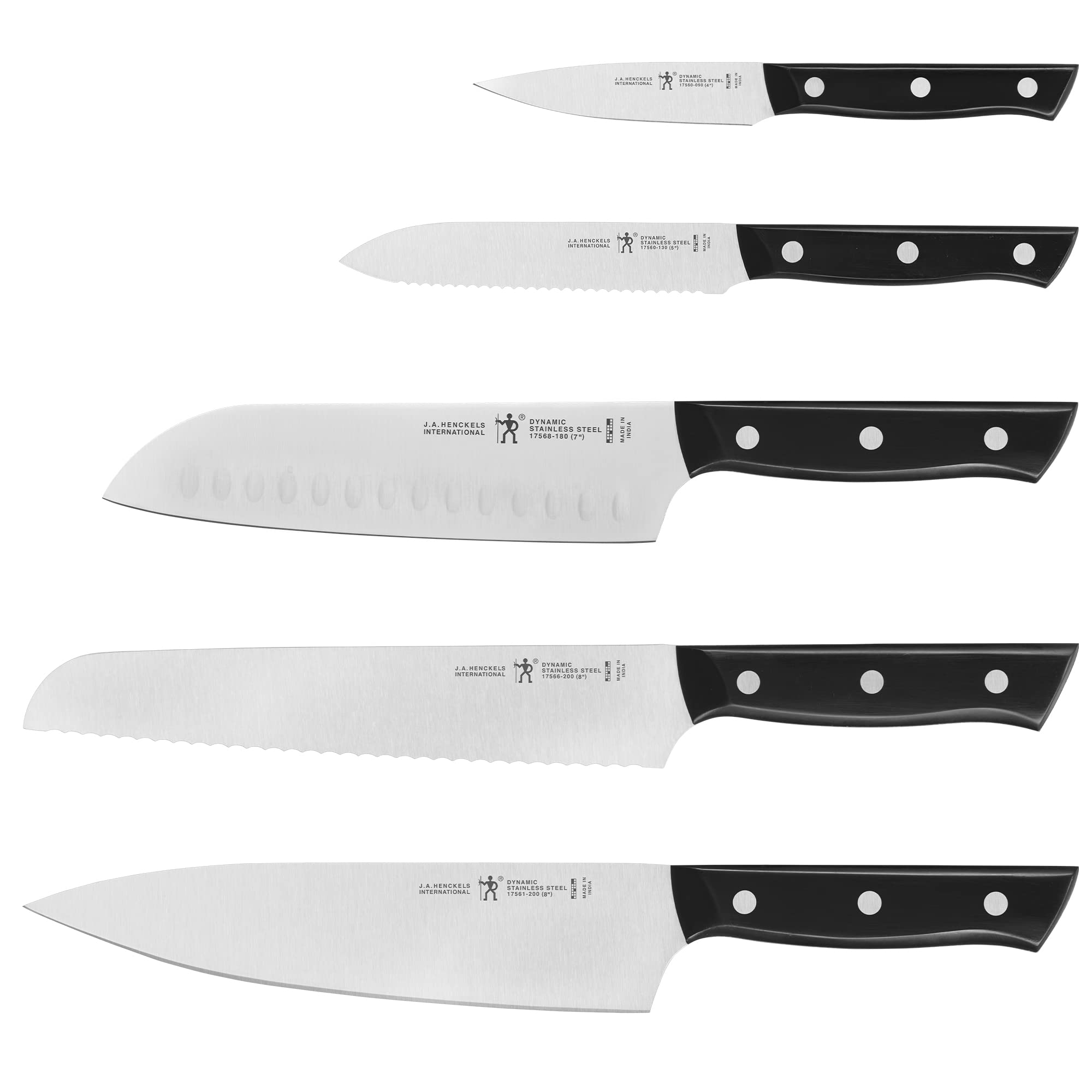 HENCKELS front packaging showing all five knives and set benefit