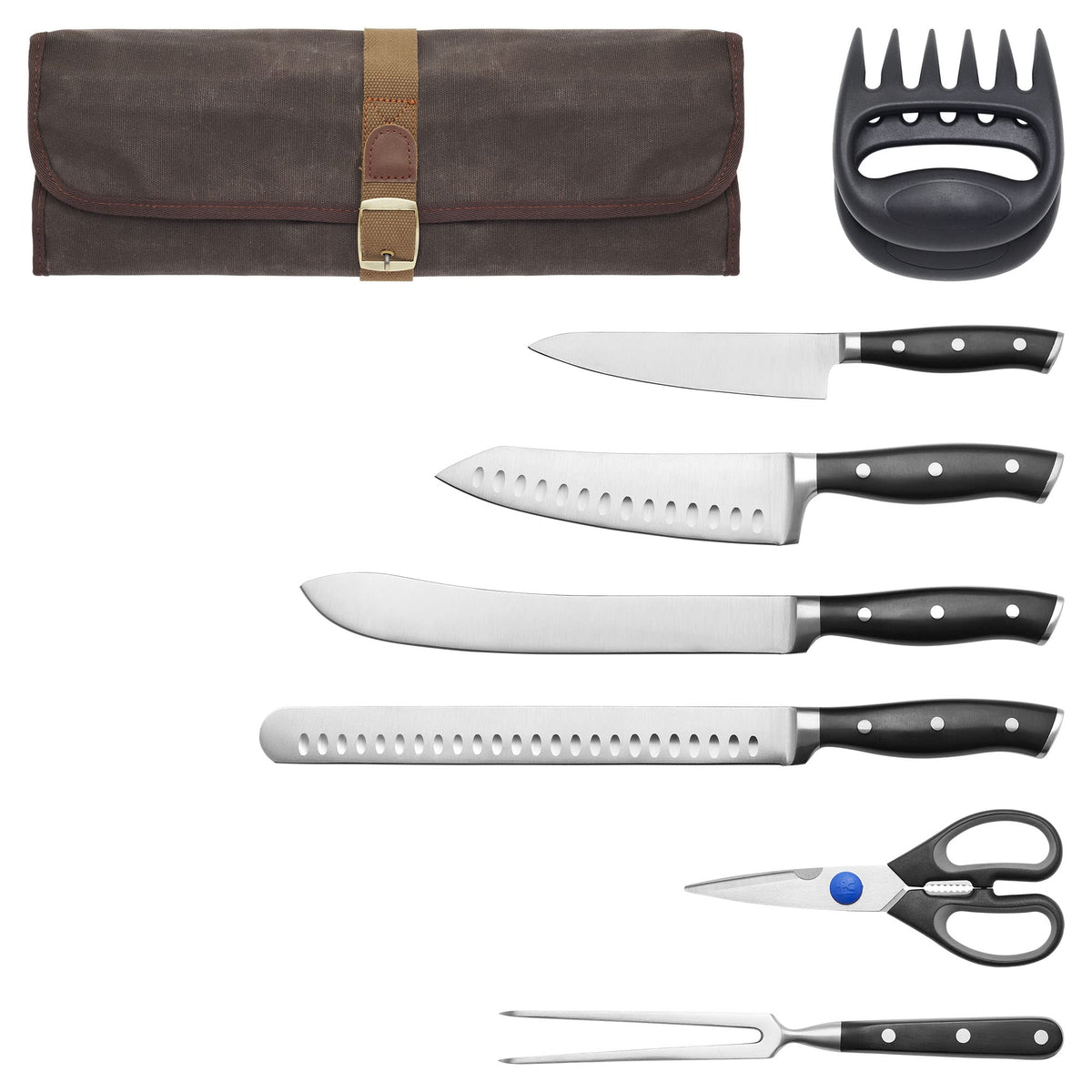 HENCKELS full set front view showing all tools and bag for organized grilling
