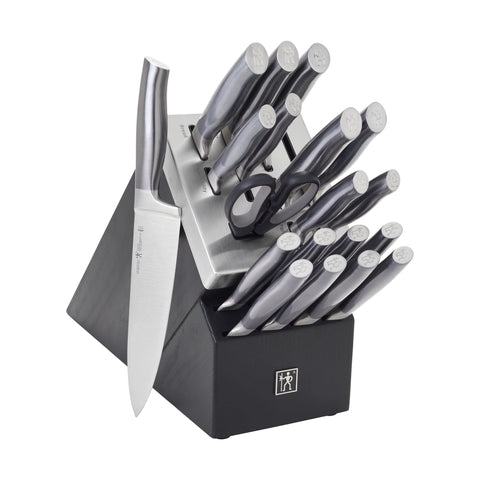 HENCKELS front view of block set showing knives and benefits of organized storage