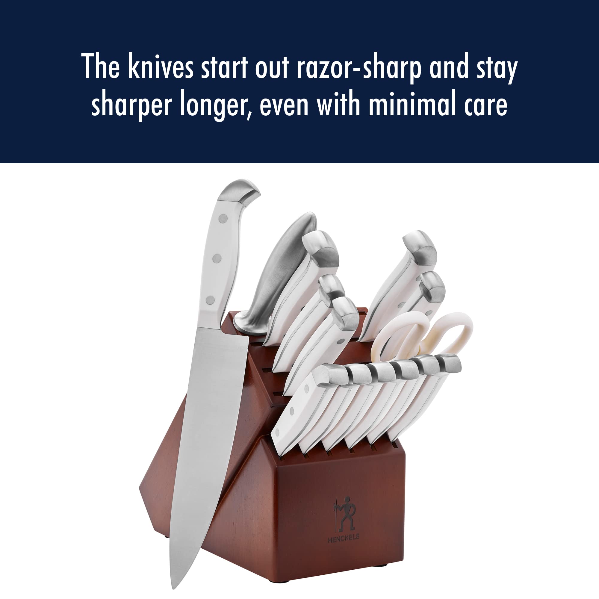 HENCKELS honing steel and kitchen shears displayed for easy maintenance