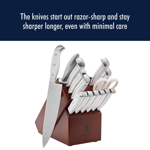 HENCKELS honing steel and kitchen shears displayed for easy maintenance