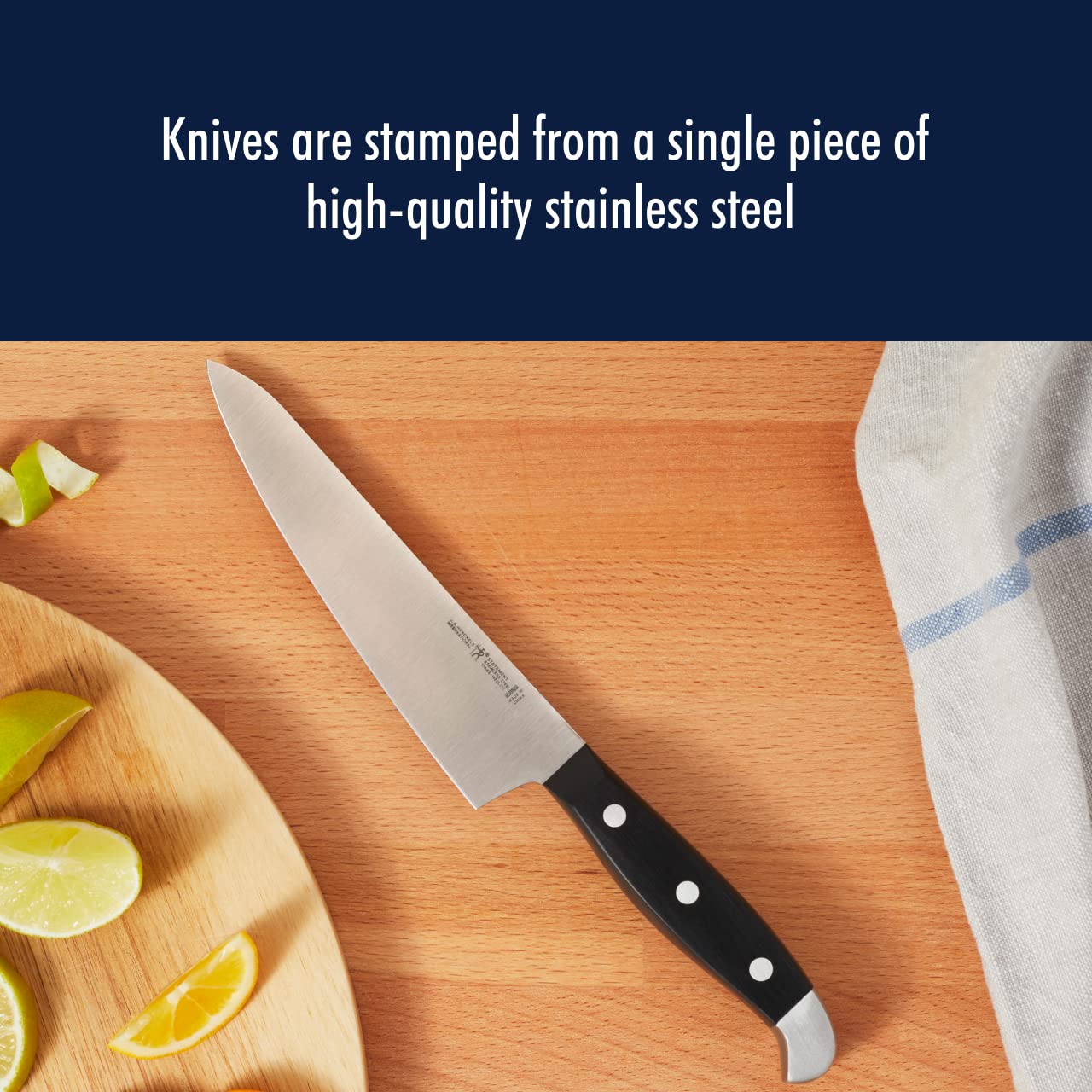 HENCKELS laid out seven pieces illustrating variety of blades for versatile cooking