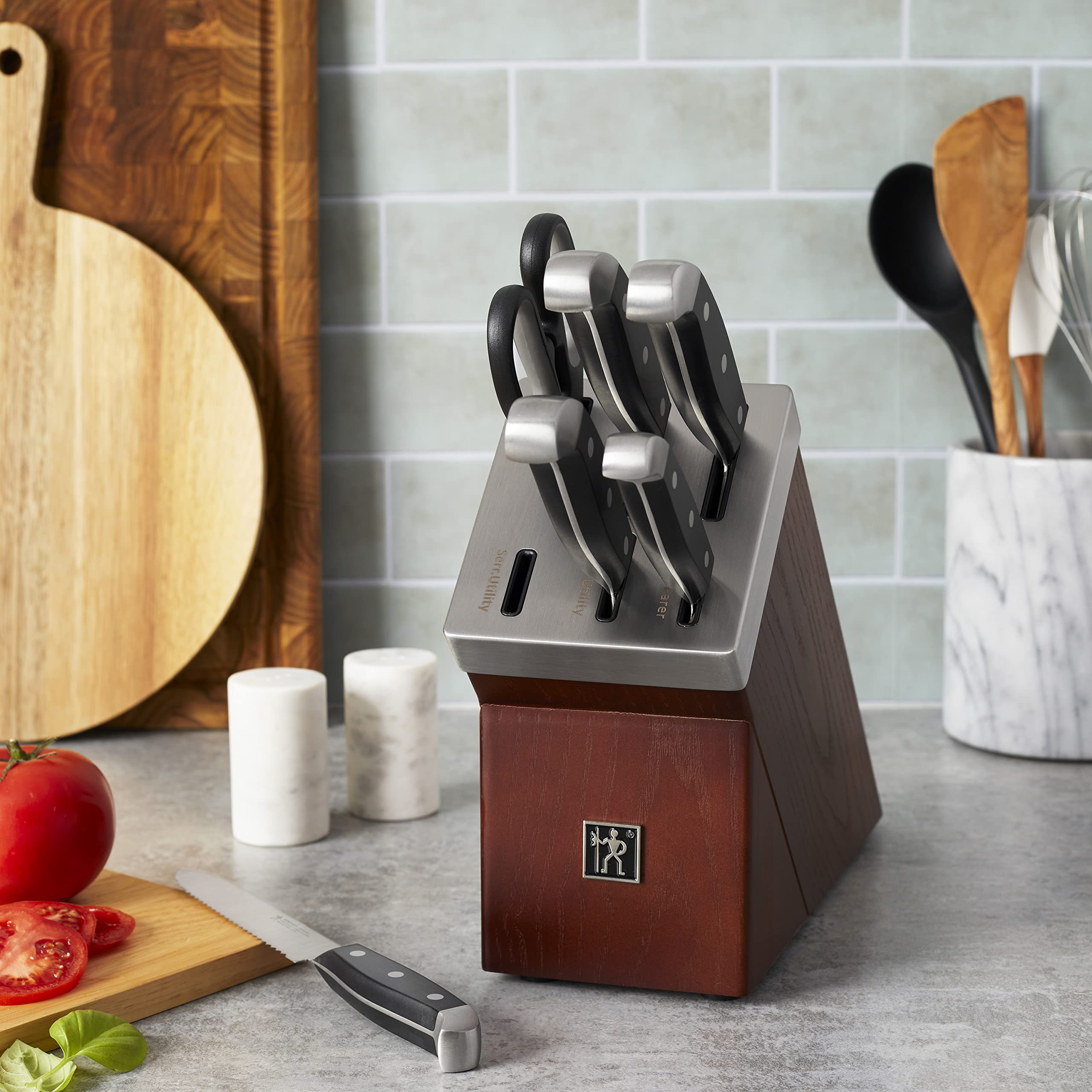 HENCKELS lifestyle countertop shot showing stylish block and accessible everyday use