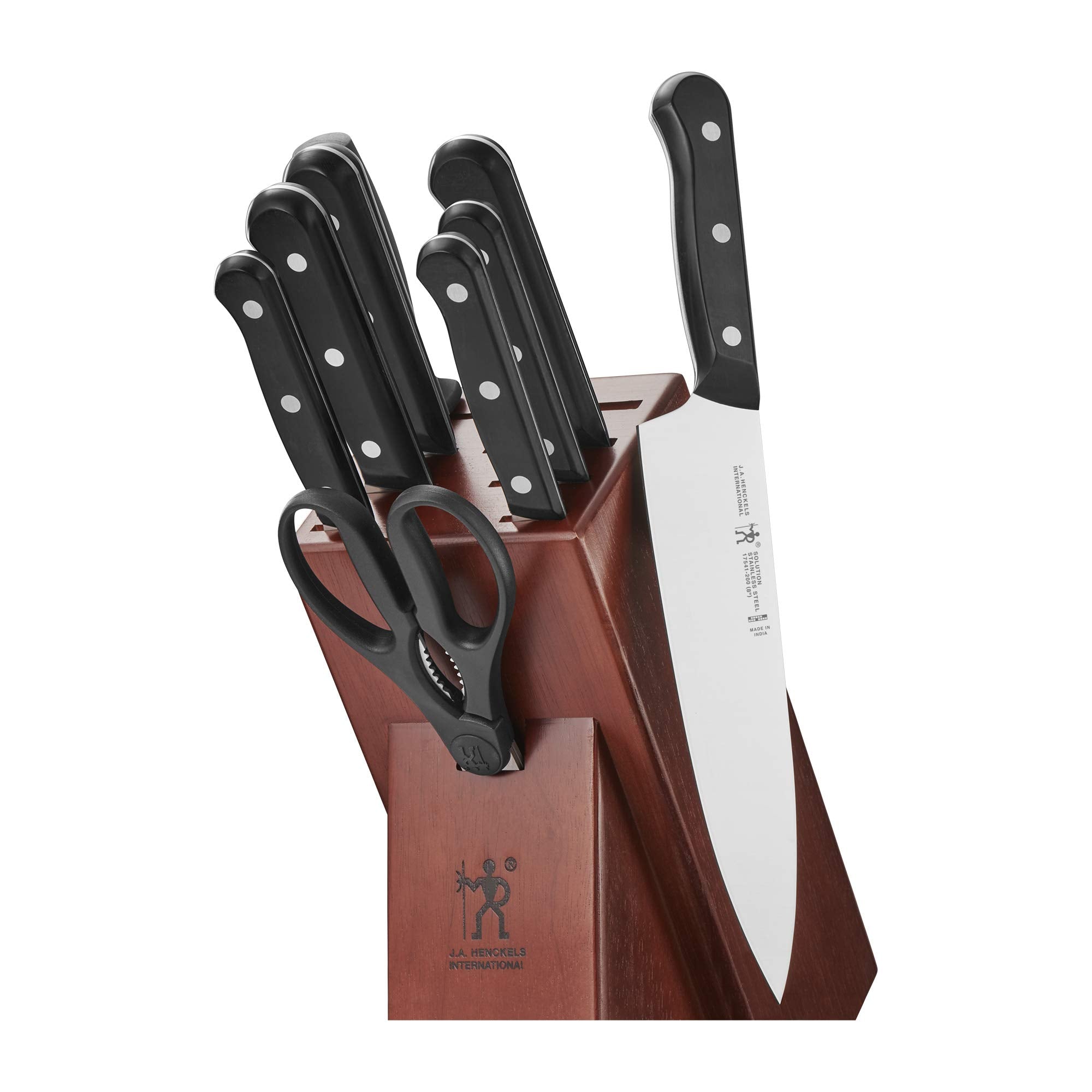 HENCKELS solution block front view showing organized knives and quick access