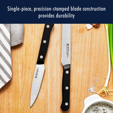 HENCKELS serrated bread knife slicing loaf for clean, crust-friendly cuts