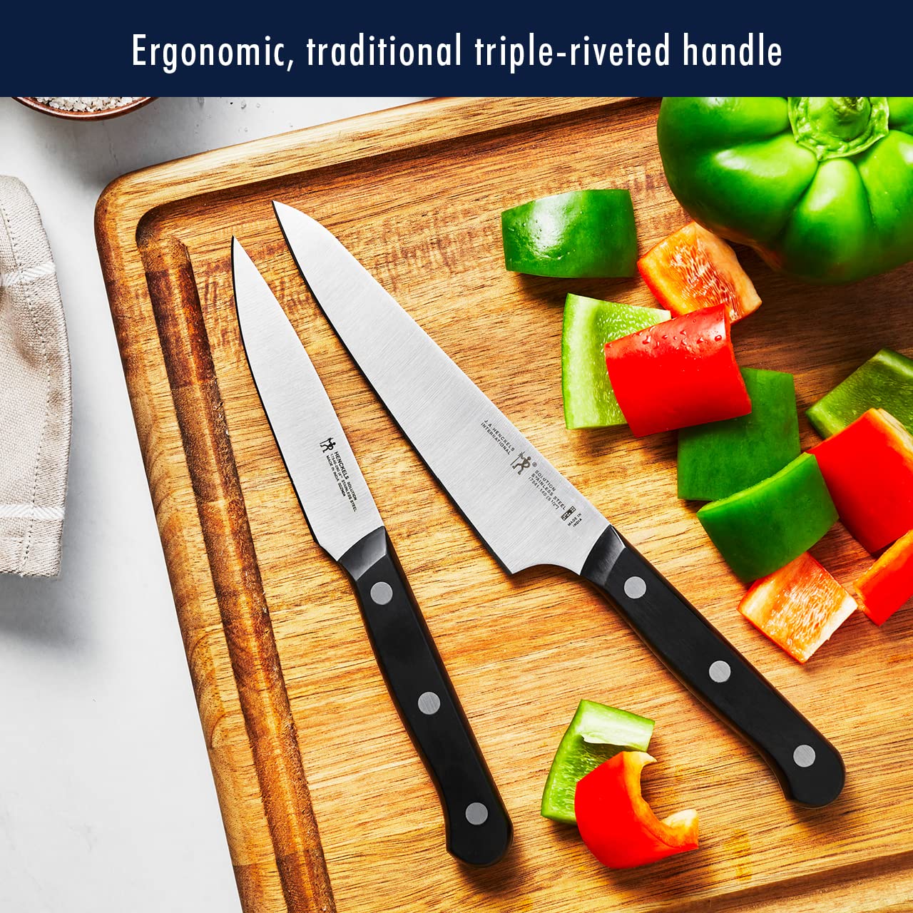 HENCKELS solution bread knife cutting crusty loaf for clean, even slices