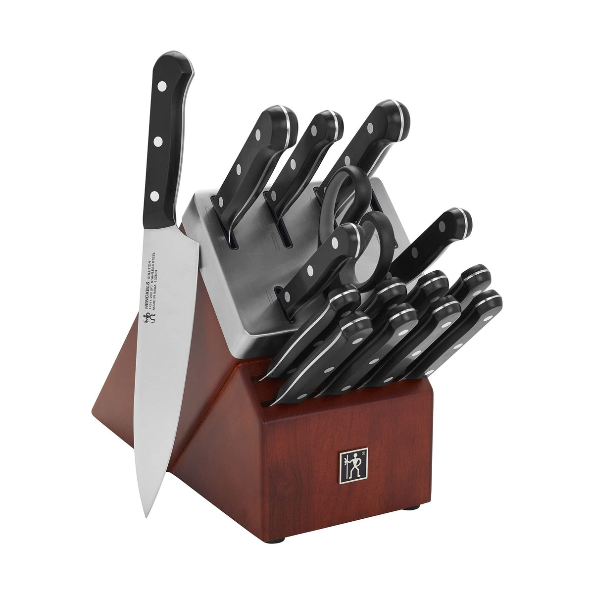 HENCKELS solution front block showing full 16-piece set and organized storage benefit