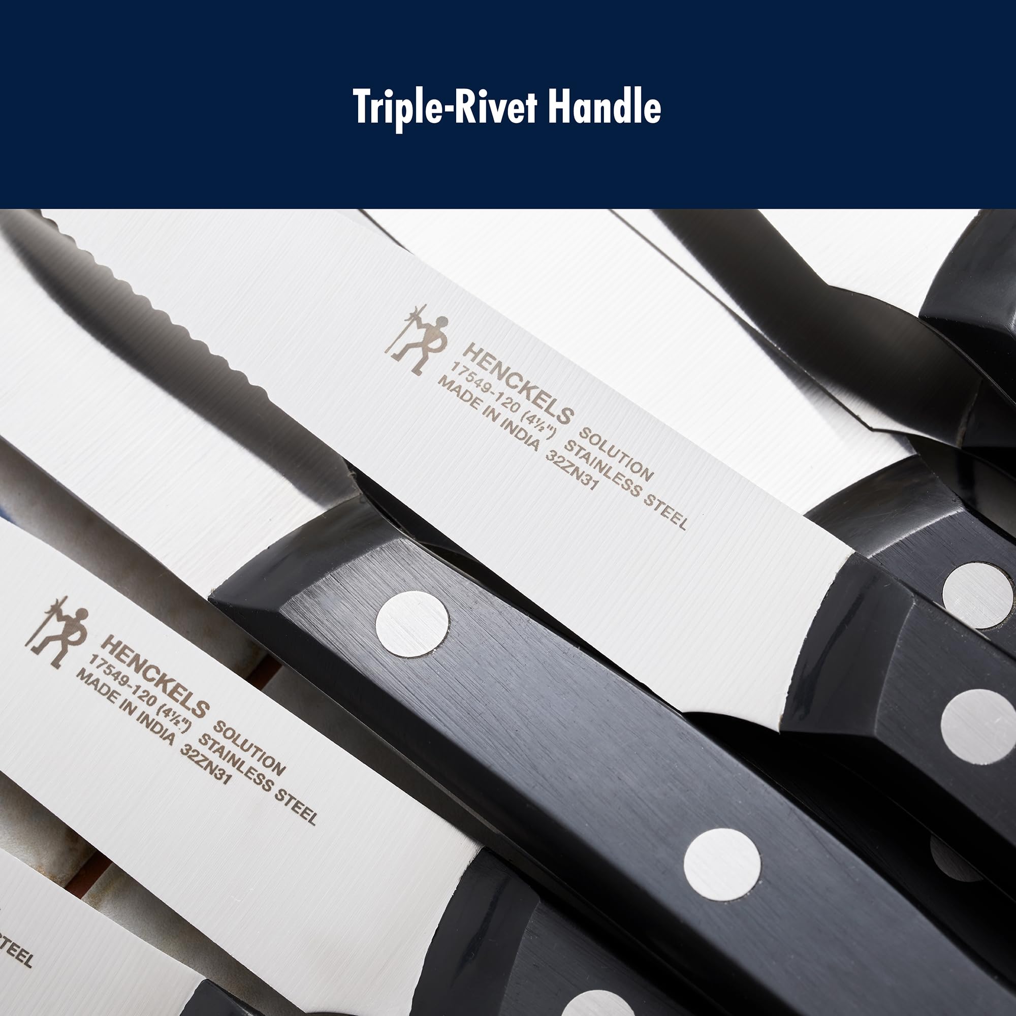 HENCKELS knife held in hand to show lightweight balance and scale