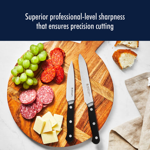 HENCKELS knives in use on a chopping board for quick meal prep