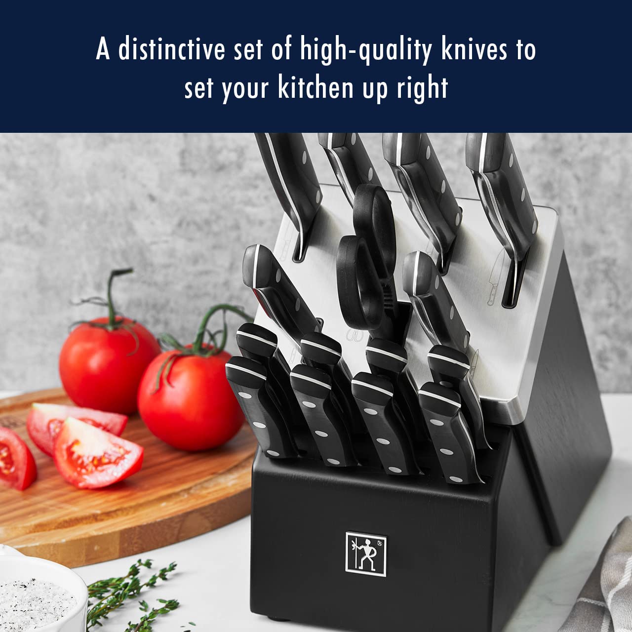 HENCKELS close-up of stainless-steel blades highlighting sharpness and precision
