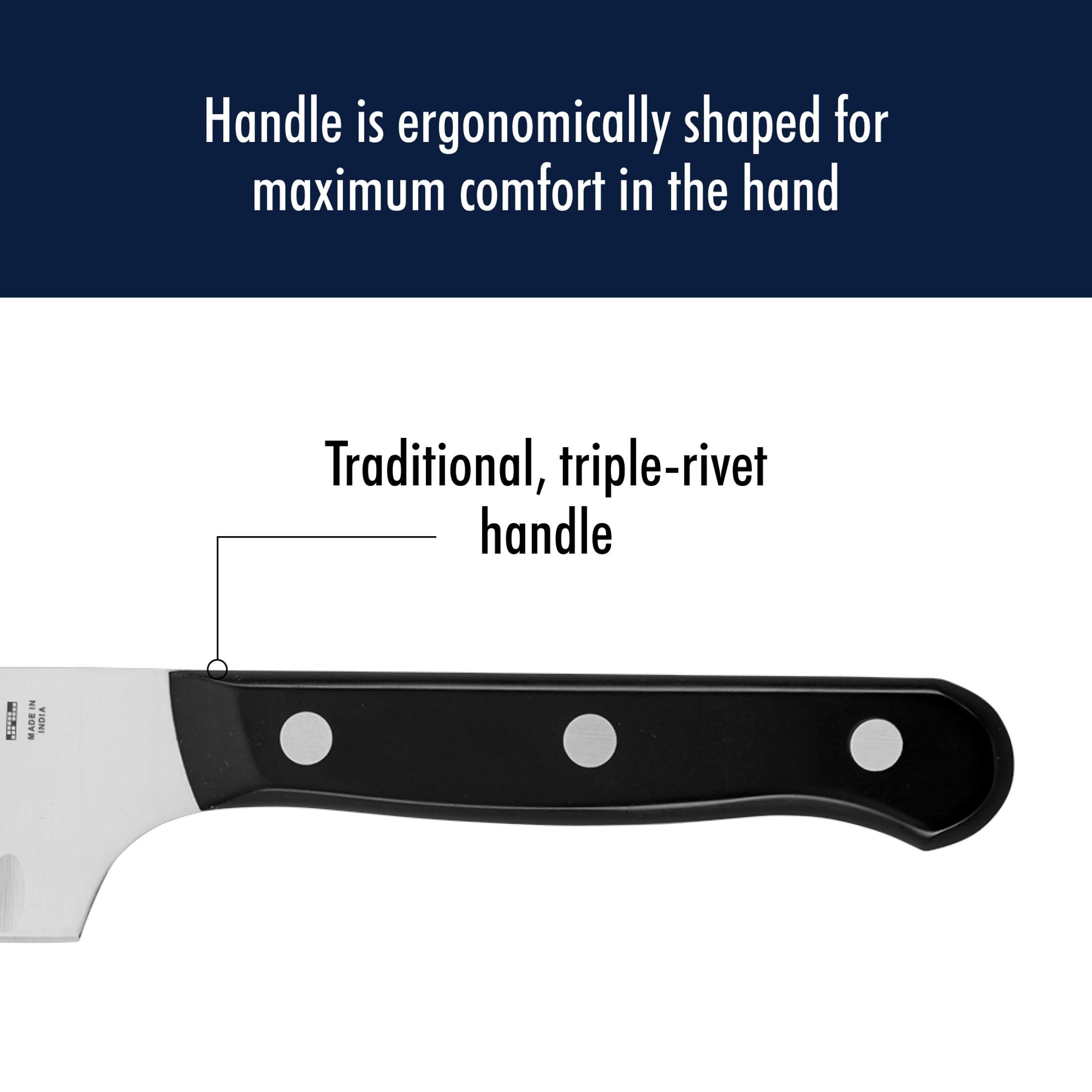 HENCKELS santoku slicing vegetables to show clean cuts and efficient prep
