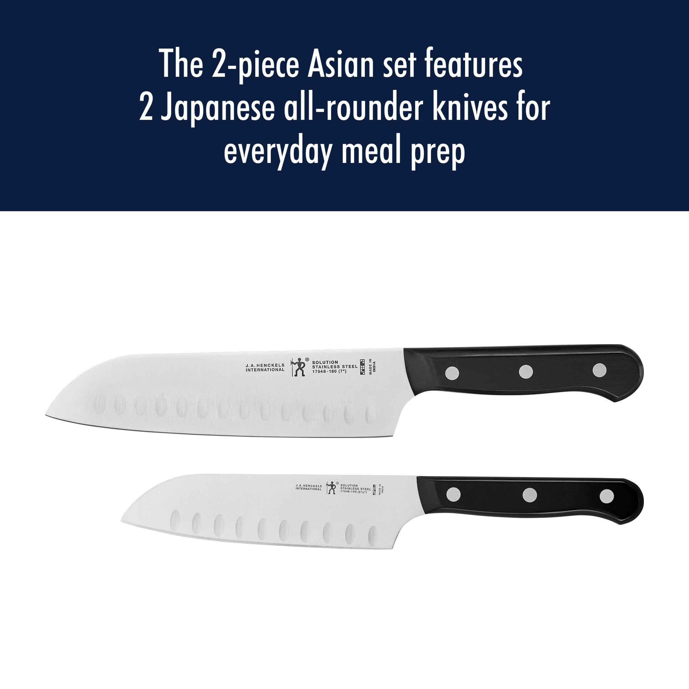 HENCKELS triple-rivet handle detail highlighting ergonomic grip comfort