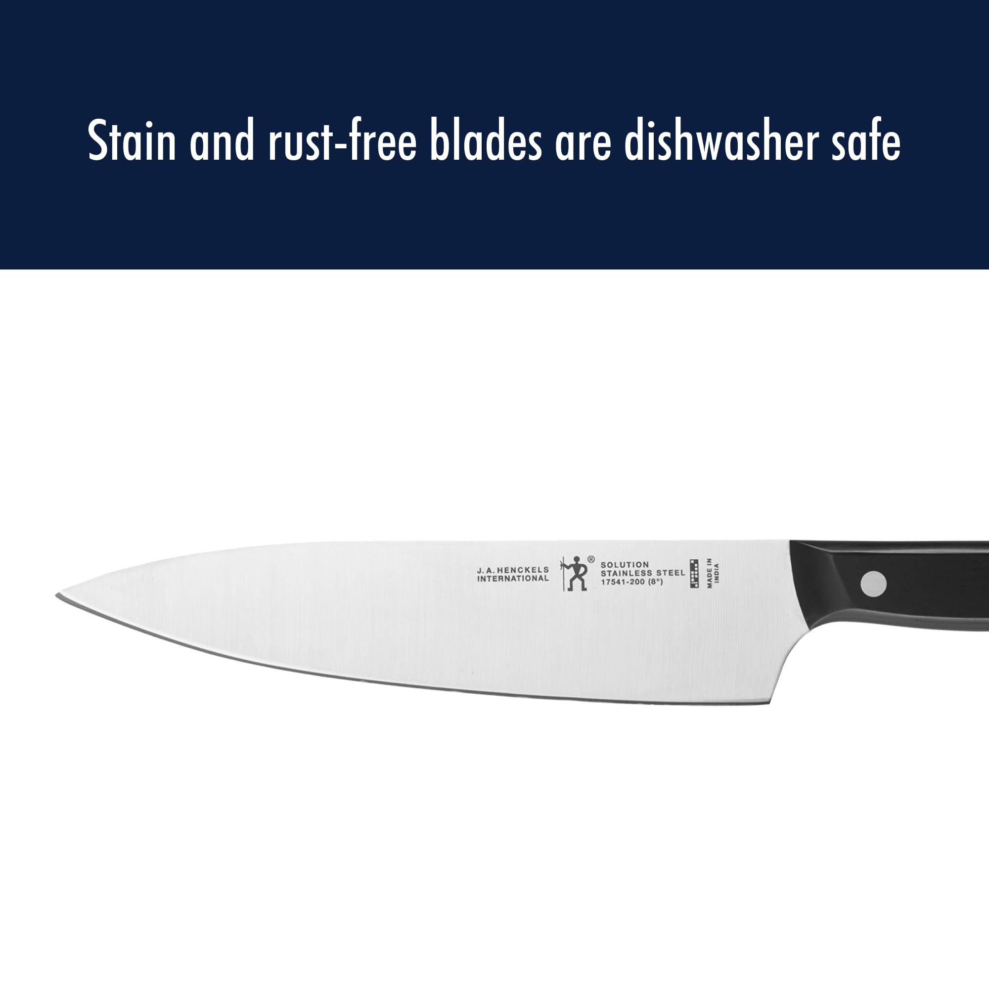 HENCKELS knife held in hand showing scale and control advantage