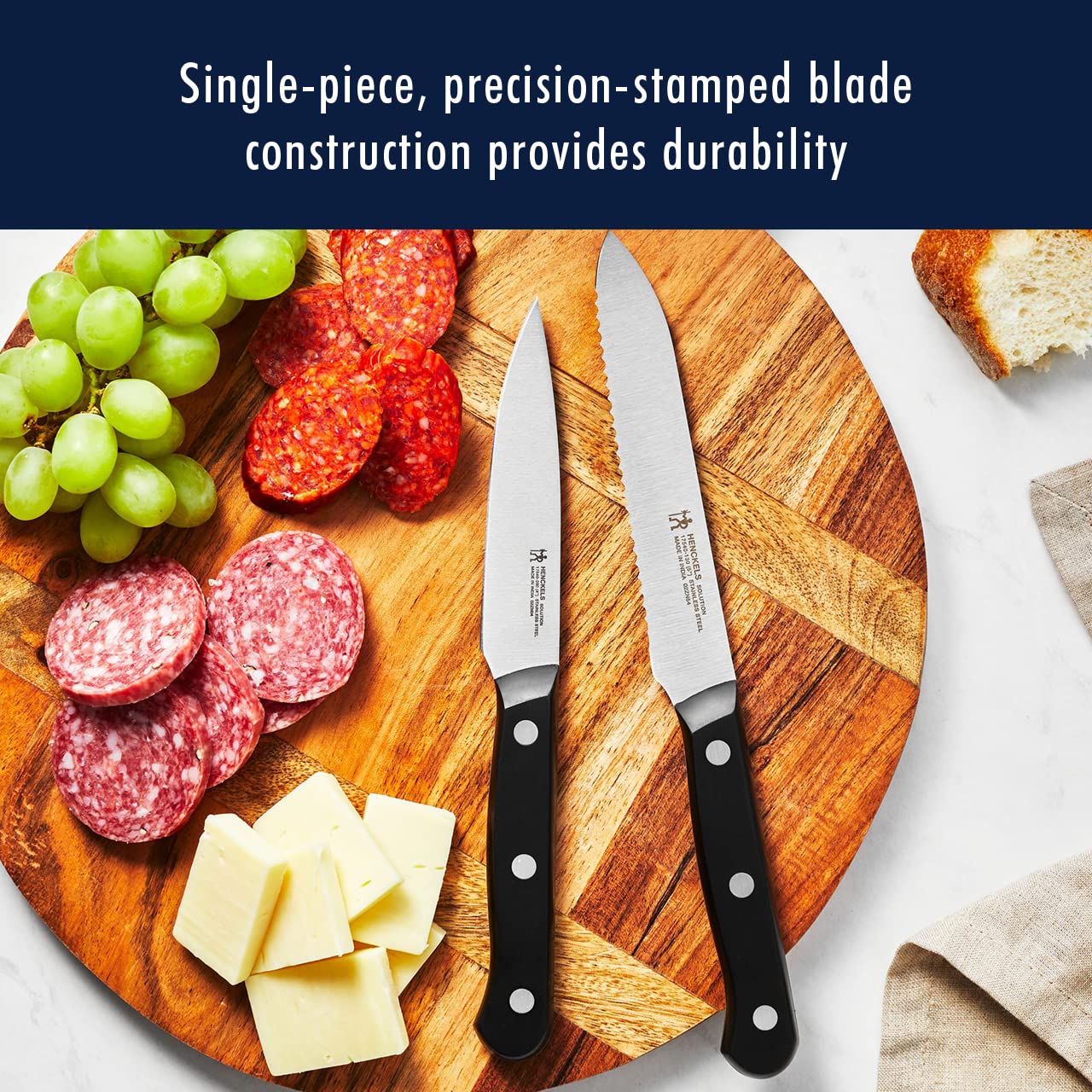 HENCKELS solution shears and sharpening steel demonstrating maintenance ease