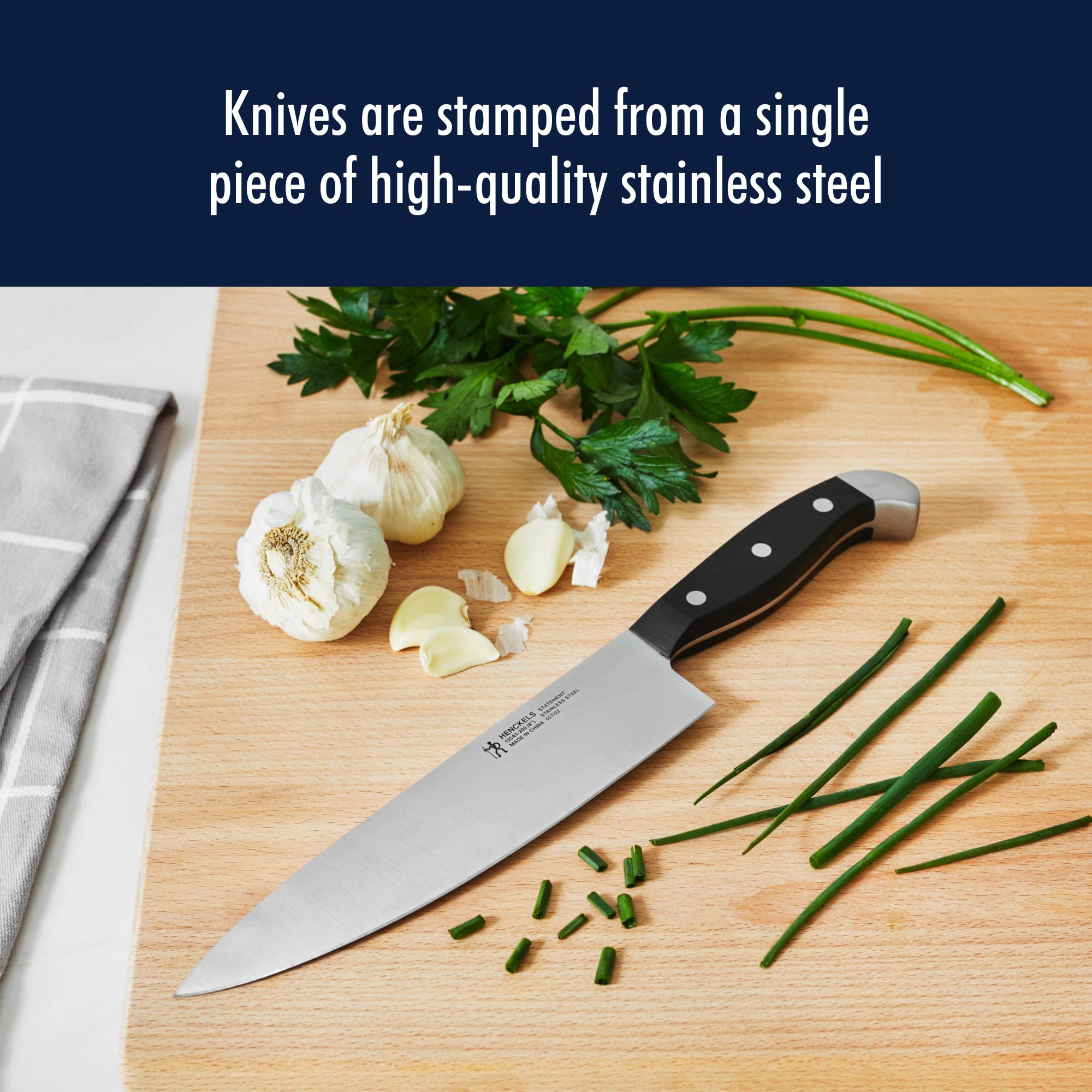 HENCKELS bread knife slicing crusty loaf for clean, even cuts without tearing
