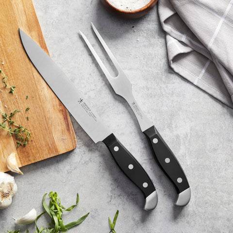 HENCKELS close-up of razor-sharp blade edge highlighting precision slicing benefit
