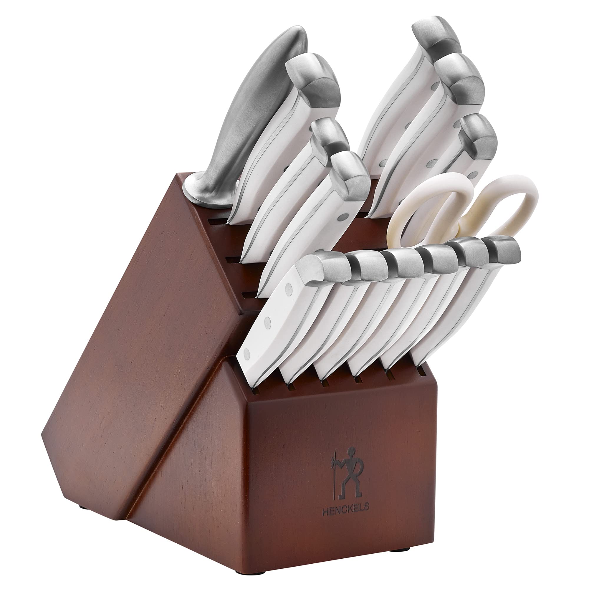 HENCKELS knife block front view showing full 15-piece set and neat organization