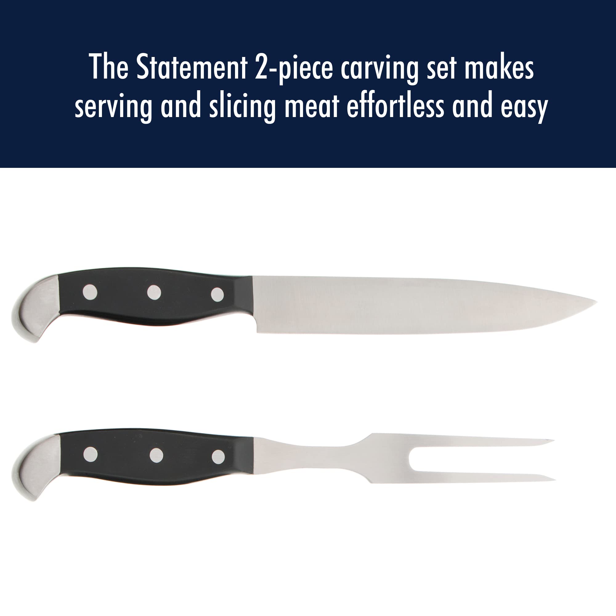 HENCKELS handle detail with triple rivets offering ergonomic comfort and balance