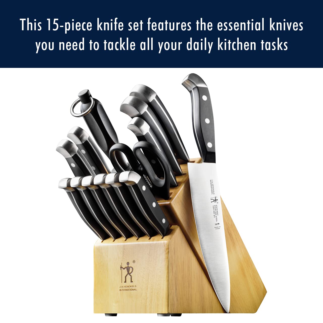 HENCKELS hollow-edge santoku detail showing grantons to reduce sticking benefit