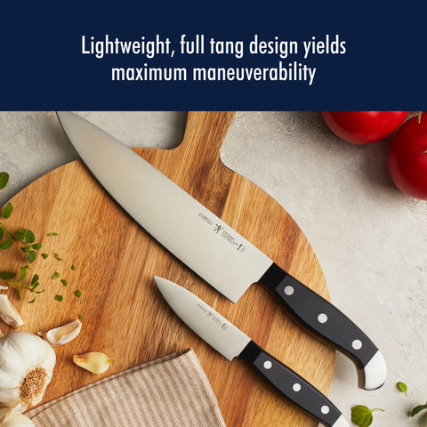 HENCKELS honing steel and kitchen shears shown maintaining edges and utility