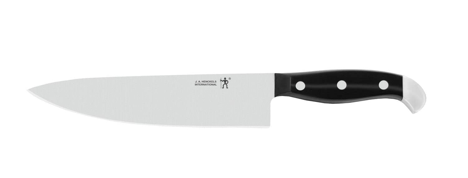HENCKELS knives beside a ruler showing size and real-world scale