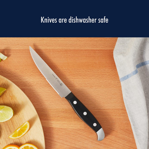 HENCKELS size comparison with ruler showing knife lengths for informed choice