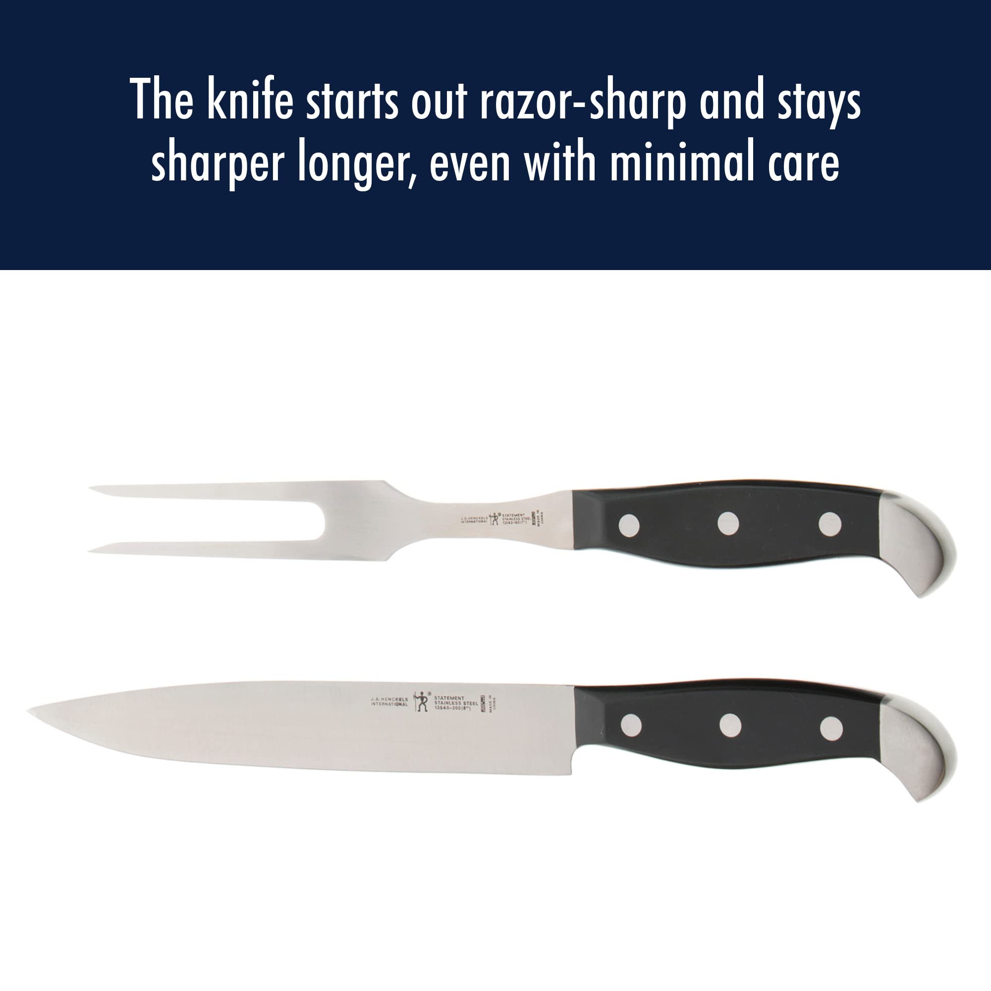 HENCKELS set laid flat showing knife and fork pair for efficient storage benefit