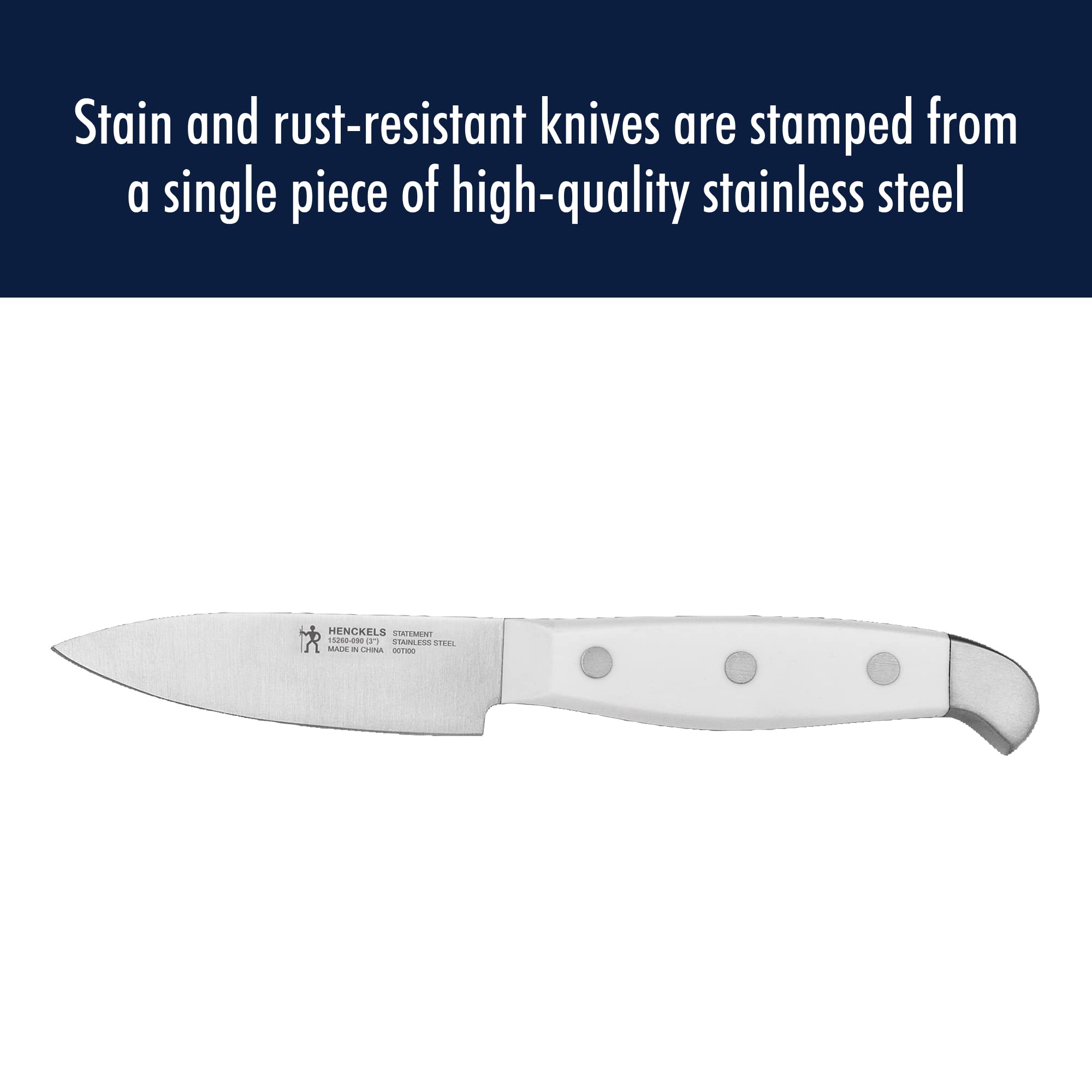 HENCKELS six steak knives arranged on table for effortless serving benefit