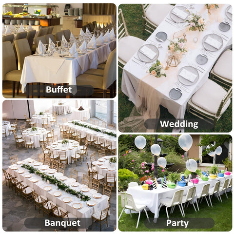 Heneger folded stack storage demonstrating space-saving packable linens for venues