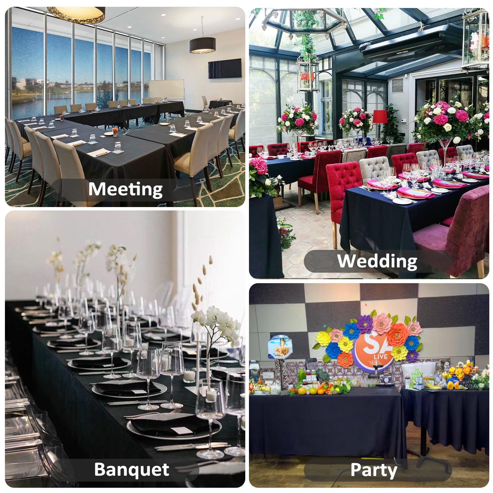 Heneger black tablecloth styled outdoors showing event-ready versatility