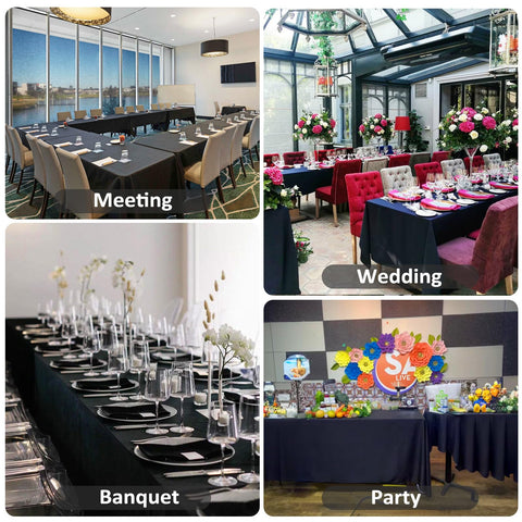 Heneger black tablecloth styled outdoors showing event-ready versatility