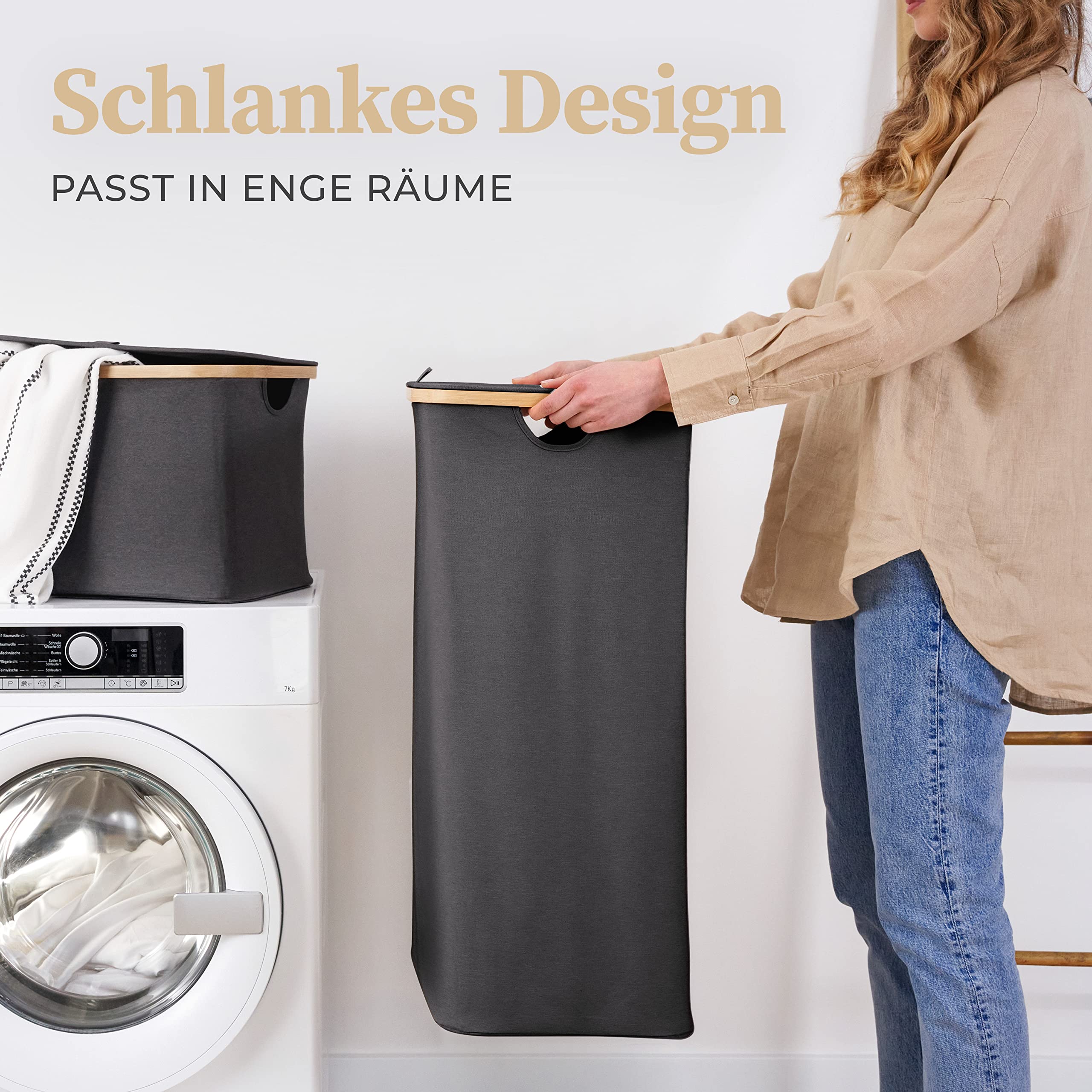 HENNEZ lid closed keeping laundry concealed and dust-free