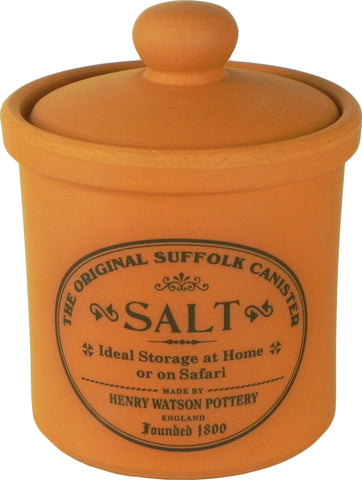 Henry Watson salt jar front view showing rustic terracotta finish and ease of access