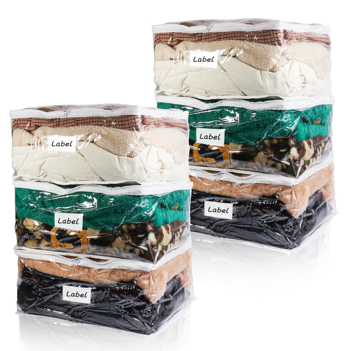 Heonay front view clear zippered bag showing visibility and neat storage benefit