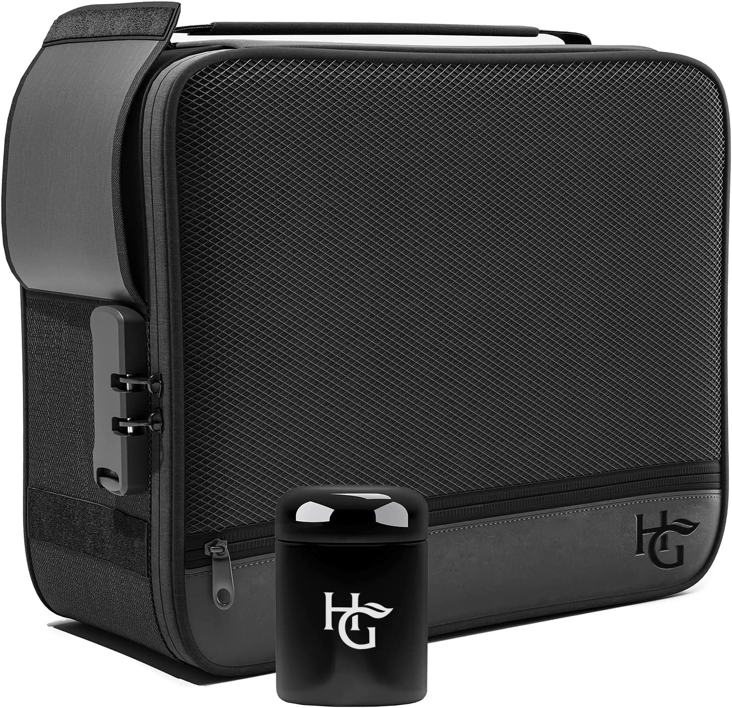 Herb Guard front packaging showing case and lock for discreet protection