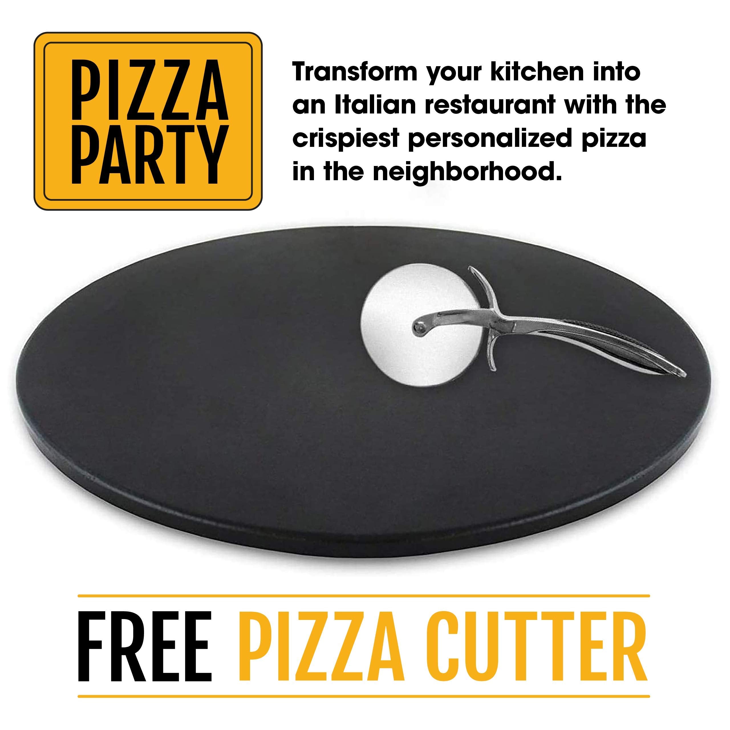 Heritage round pizza stone top view highlighting even cooking surface benefit