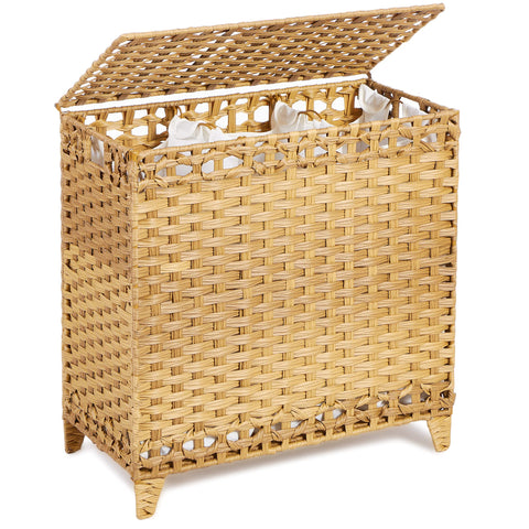 Hermina front view with lid showing neat concealed laundry and stylish design
