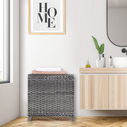 Hermina in a laundry room to show decor-friendly storage solution