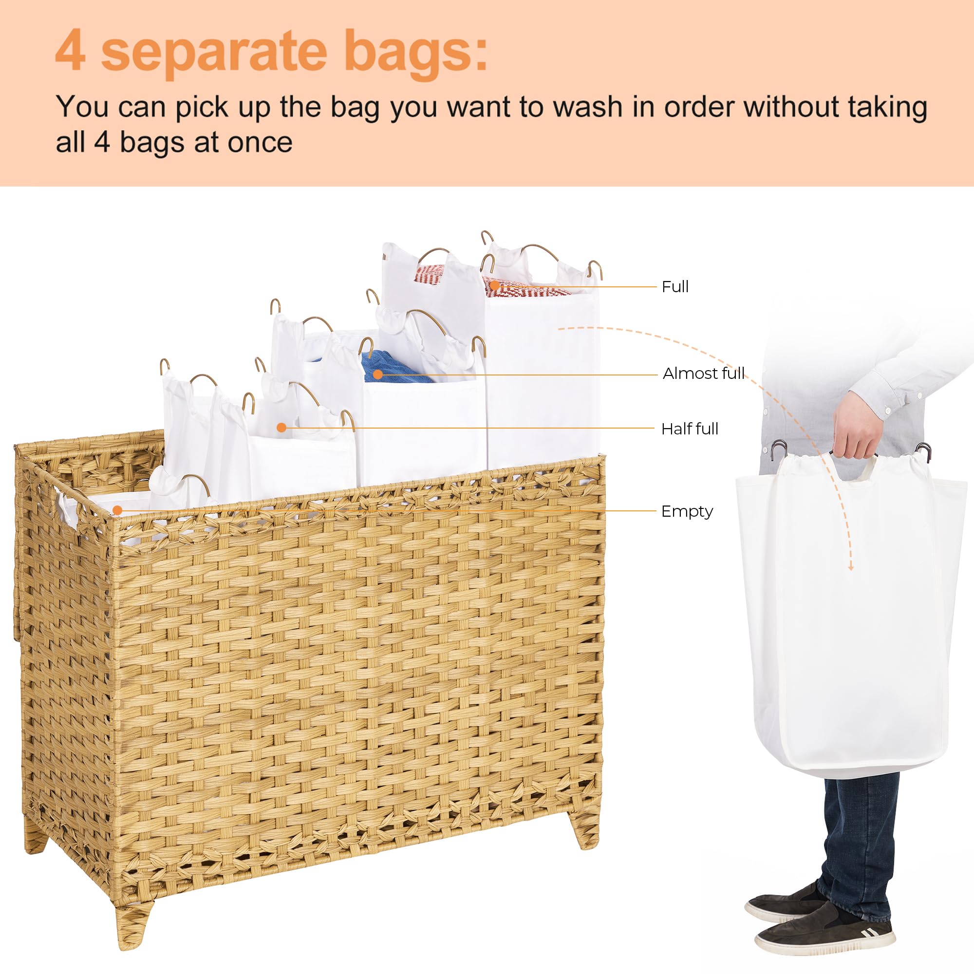Hermina removable liner bag close-up showing easy-carry handles for transport