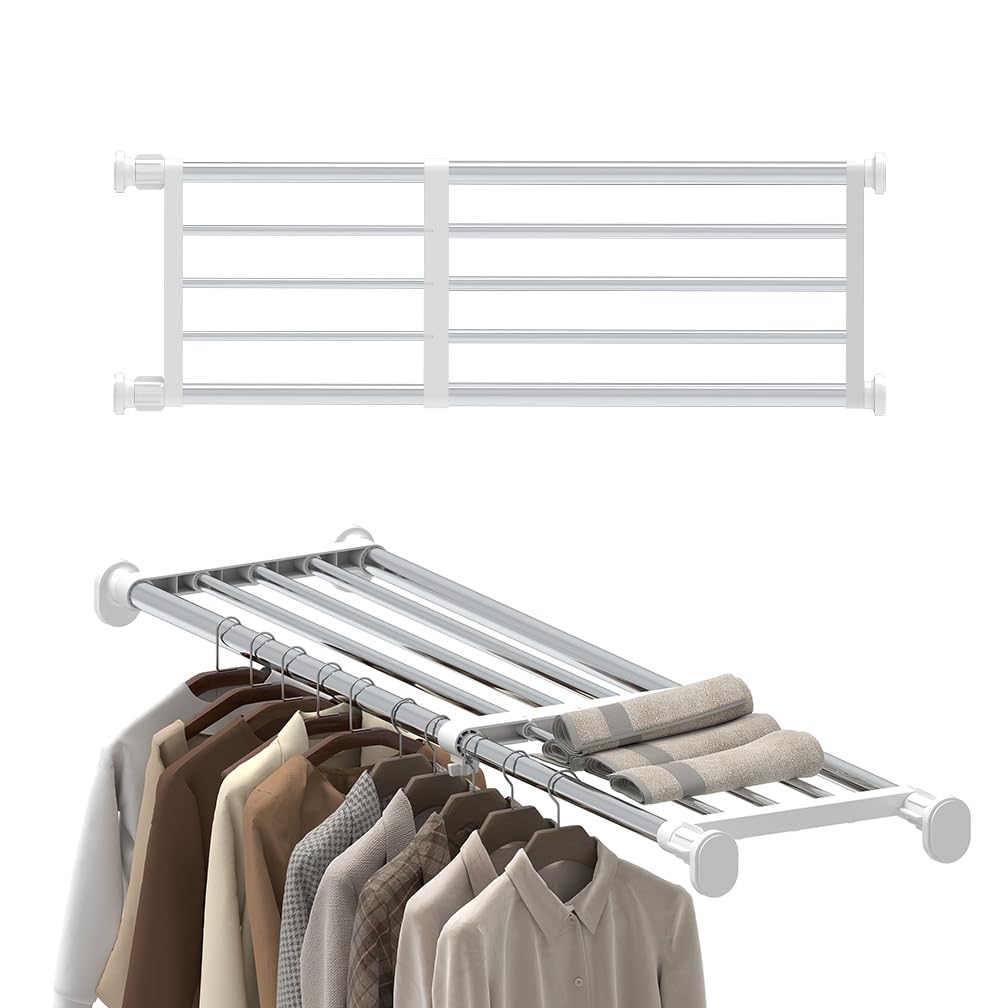 Hershii front view installed in closet showing added storage benefit