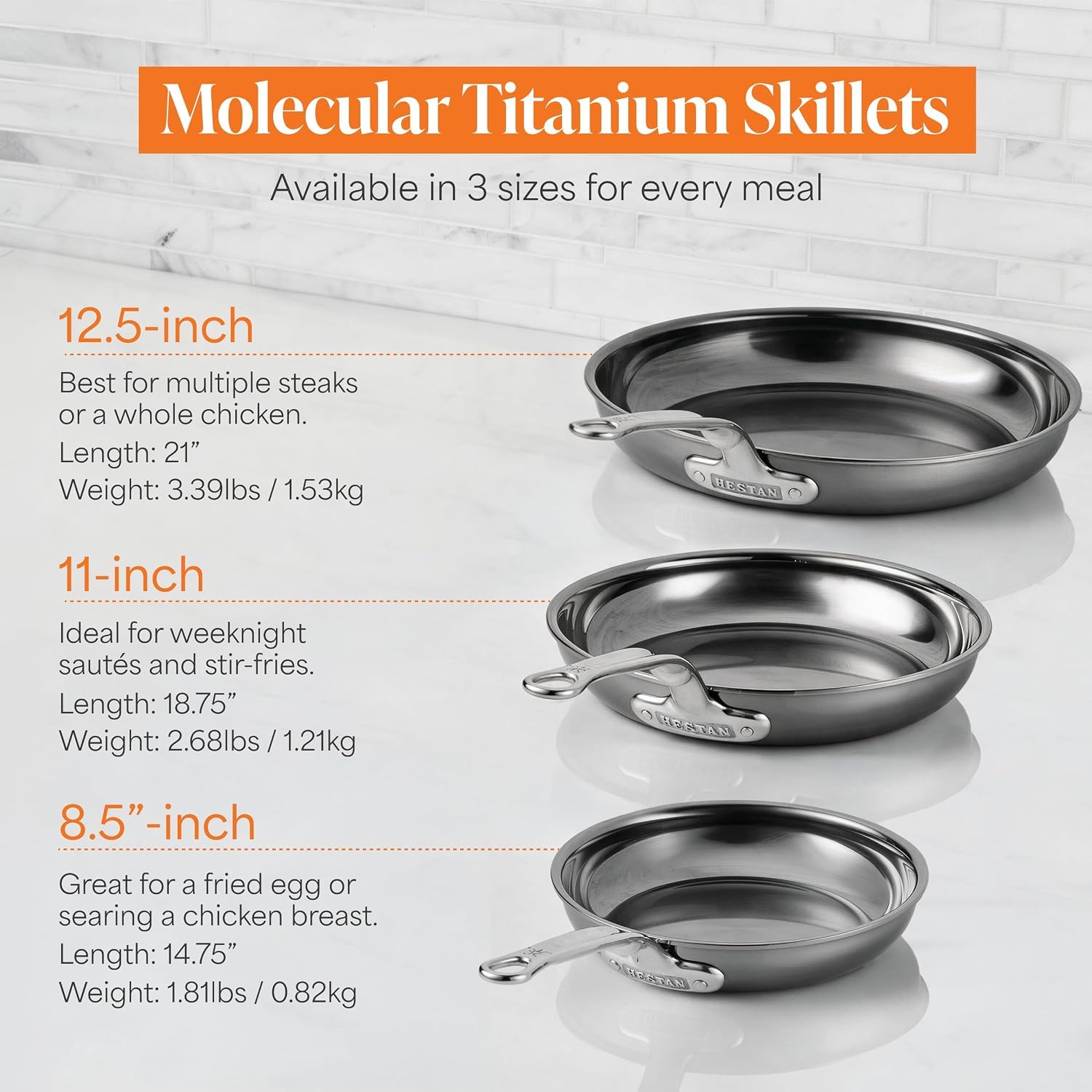 Hestan NanoBond handle detail showing ergonomic grip for comfortable control while cooking